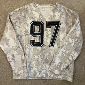 Hollister 97 Logo Beige Camo Pullover Sweatshirt - Size Small